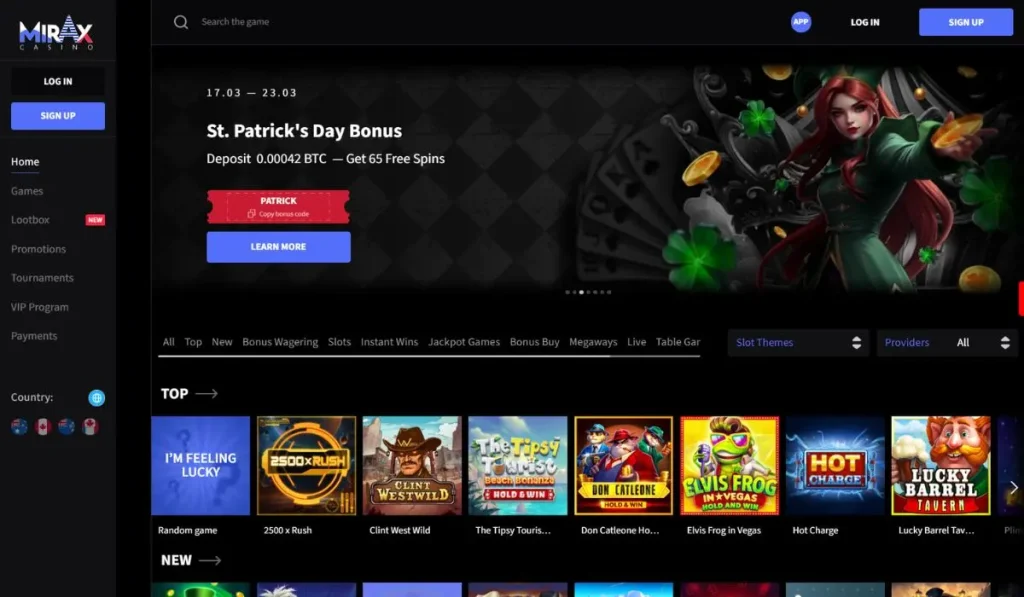 Mirax Casino Screenshot