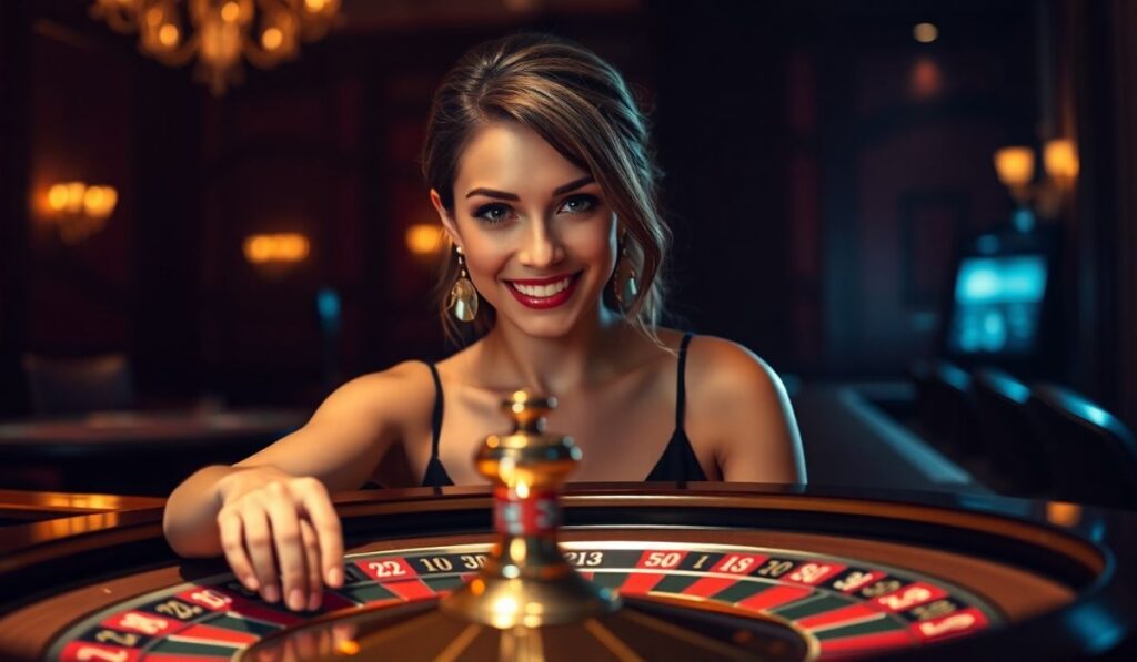 A woman playing roulette