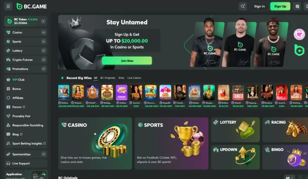 BC.Game TRON casino with large game collection and fast payouts