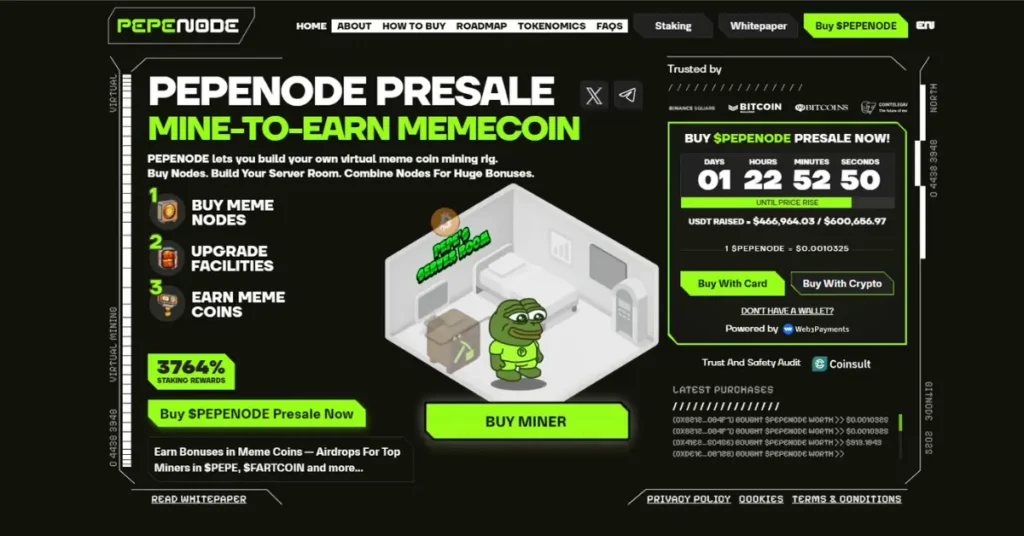 PepeNode presale screenshot