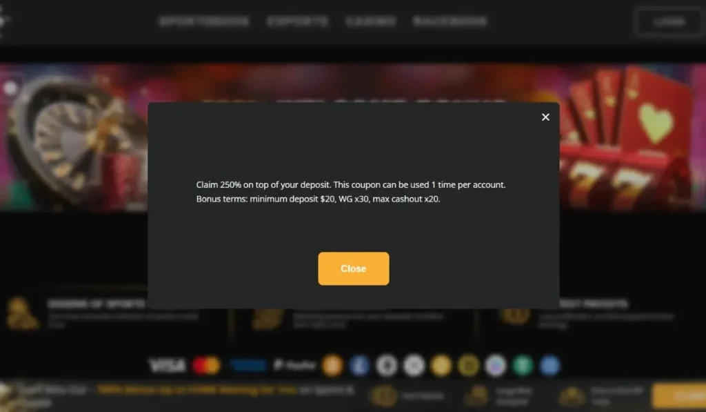 Betwhale Welcome Bonus Page