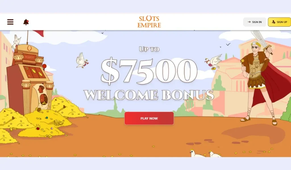 Slots Empire casino with themed slot games, immersive visuals, and fast payouts.